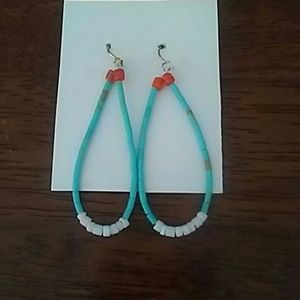 New turquoise Jacla earrings 2"L boho trib…